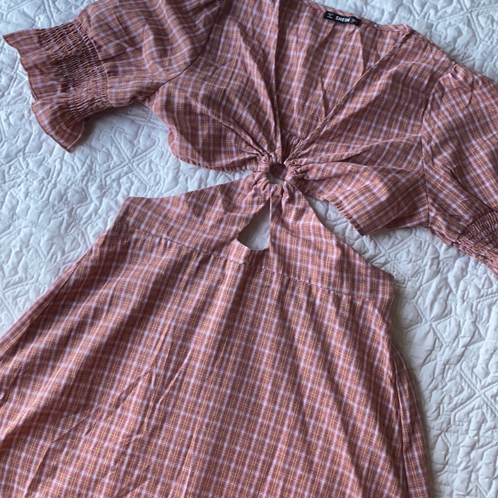 Plaid cutout dress